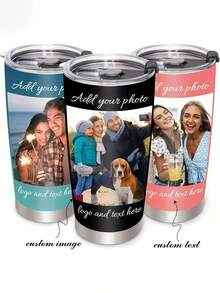 1pc 20 Oz Custom Stainless Steel Travel Cup - Can Print Photos And Text, Double-Layer Insulation Design, Perfect Gift For Birthdays, Anniversaries, Valentine's Day, Mother's Day, Father's Day, New Year, Suitable ,Personalized Tumbler, Custom Tumbler, Multi-Functional, Reusable, Easy To Clean, Exquisite, Cute, Fashionable - Multicolor - View 1