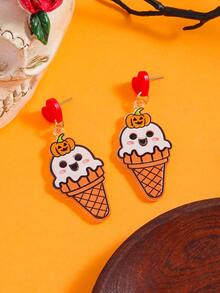 2pcs Christmas Theme Cute Santa Claus Acrylic Earrings, Perfect Christmas Party Gift, Suitable For Women's Daily Elegant Wear And Party Outfit Accessories