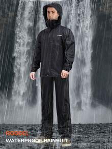 RODEEL Workout Men's High-Performance Waterproof Raincoat Outdoor Raincoat Fashionable And Versatile Outdoor Activity Suitable For Fishing Construction Site Work, Gardening, Roof Repair Hiking Exploring Christmas Holiday Gift-Giving - 黑色 - 查看 3
