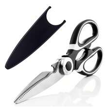 1PC Professional-Grade Kitchen Multifunctional Scissors - Sharp Stainless Steel For Home Cooks & Small Families, Ergonomic Handle For Poultry Cutting/Vegetable Prep/Food Packaging, Gardening Light Use,Universal Fit For Daily Kitchen Use - 黑與白 - 查看 2