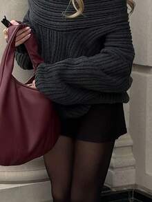 Suéter de punto con mangas acampanadas y hombros descubiertos para mujer