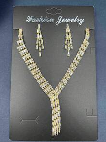 1 Set Women's Luxury Jewelry Set, Teardrop Cubic Zirconia + New Style Rhinestone, Suitable For Evening Gala, Wedding, Party, Daily Wear