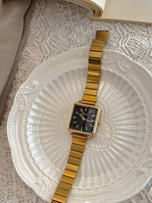 1 Pc New Fashionable Ladies Watch, Stylish & Simple, Luxury Style, Elegant & Versatile Quartz Bamboo Band Watch