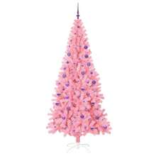 Weihnachtsbaum mit 300 s mit Ständer Rosa 180 cm PVC