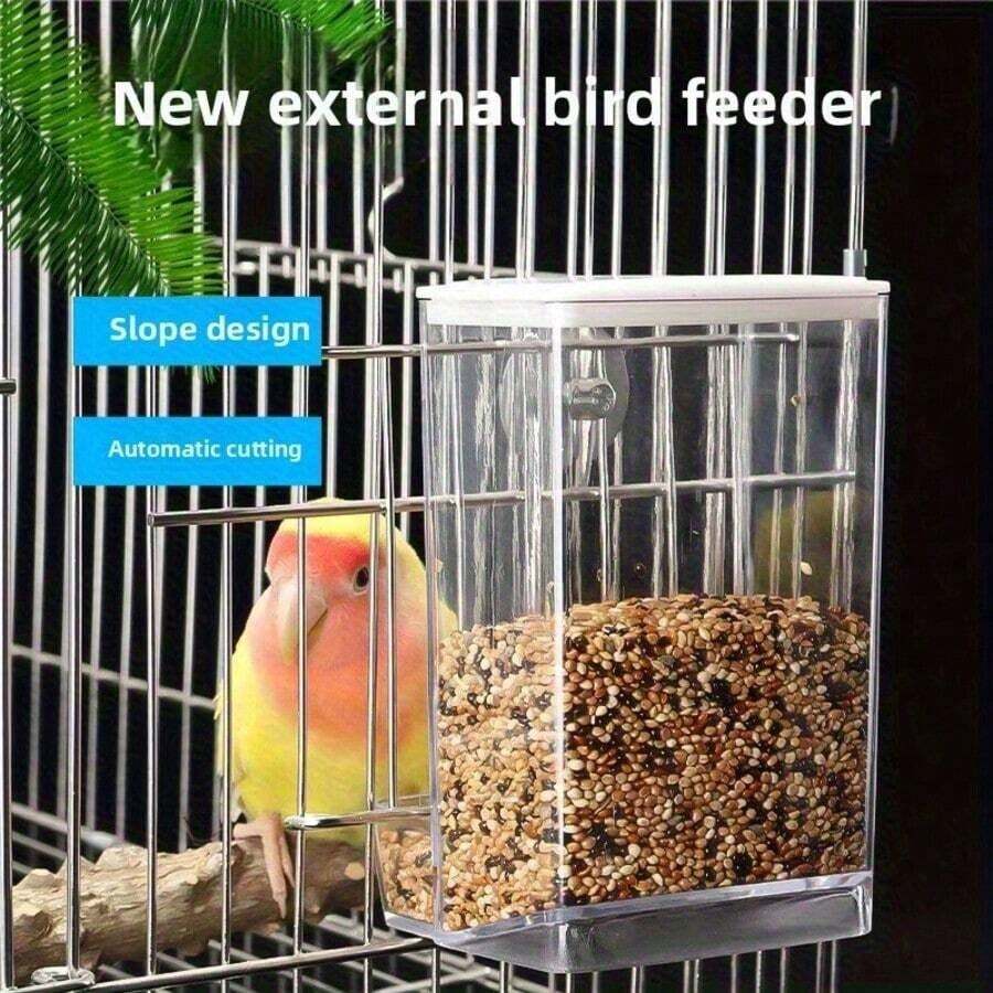 自动喂鸟器和饮水器套装 - 透明种子容器，易于喂食的笼子，适用于鹦鹉、长尾小鹦鹉、爱情鸟、金丝雀 - 彩色 - 查看 1