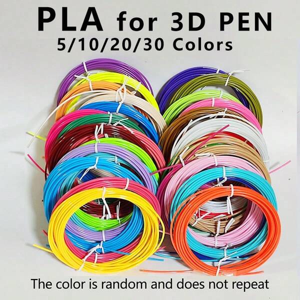 5 Rolls X 5m/Roll 3D Pen Filament, PLA, 1.75mm Diameter, 5 Random Colors