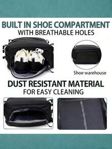 1 件大容量背包带鞋隔层，休闲背包，便携式笔记本电脑背包，徒步旅行背包，户外背包，运动背包，学生背包 - 黑色 - 查看 7