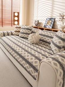 1 pieza Funda de cojín de sofá de felpa gruesa, Cojín de asiento de sofá moderno y simple antideslizante y cálido, Funda de sofá a prueba de polvo y lavable, Suave y resistente a la decoloración, Apta para mascotas, Se ajusta a sofás en forma de L y de 1/2/3/4 plazas, Adecuada para dormitorio, oficina, sala de estar