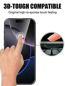 4pcs Full Coverage High Definition Tempered Glass Screen Protector, Compatible With IPhone 7/ 8/ 7PLUS/ 8PLUS/ XR/ 11 /12 /12Pro /13/ 14 /13Pro /14Pro /15 /15Pro/ 12mini /13mini/ X /XS/ 11Pro/ Xsmas /11promax /12Promax /13Promax/ 14plus /14Promax/ 15plus/ 15Promax/ 16 /16PLUS/ 16PRO /16PROMAX - Clear - View 2