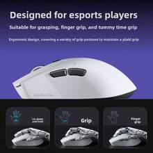 EWEADN GS01 Gaming Office Maus, 3 Verbindungsmodi: Kabel/2.4G/Bluetooth, leichte E-Sport Maus für mittelgroße/kleine Hände, 12800 DPI, Weiß, Rot, Schwarz