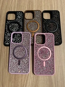 Magnetic Case Compatible With Wireless Charging With Glossy Design - Shockproof Protection For Phones - 粉色 - 查看 4