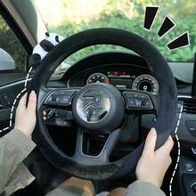 1-3 Coprivolante per auto a tema panda, protezione per le spalle, coprimanubrio in peluche caldo, accessori decorativi per interni auto