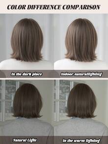 NAMM 12 Inch Short Curly Wigs For Women - Modest Fashion Wave Wig Curtain With Bangs, Brown Soft Silky Heat-Resistant Synthetic Fiber Wigs For Daily Use, Perfect For Holidays Music Festivals Celebrations-Sakura Celebrations Glam & Party Street Wear Photography Use - 棕色 - 查看 7