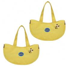 1 pièce Sac fourre-tout en canevas avec broderie de banane mignon et unique, sac à main pratique pour le bureau, les mamans, l'usage quotidien