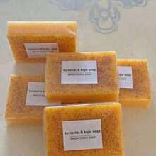 Turmeric Lemon Kojic Soap 100g, Suitable Face, Bath And Soap, Handmade Soap Cleanser,Rich Foam Deeply Cleanses And Smoothens Skin, Handmade With Essential Oil