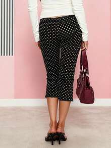 WOWDARK 女士夏季中长裤，黑色蕾丝波点七分裤，侧开衩设计，适合生日派对、聚会、情人节、约会等场合。 - 黑與白 - 查看 7