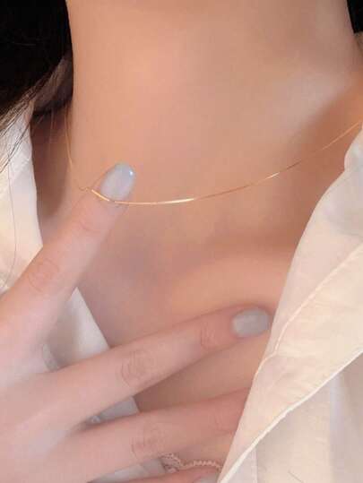 Minimally Slim S925 Silver Minimalist Rose Gold Lock Bone Layered Necklace Suitable For Parties, Gatherings Or Commuting Shopping, Comfortable And Hypoallergenic F