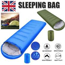 3-4 SEASON SINGLE SLEEPING BAGS CAMPING RECTANGULAR ENVELOPE ZIP UP KIDS ADULT - 藍色 - 查看 2