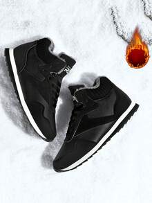 1 Paio di Stivali da Neve Casual da Uomo, Scarpe da all'aperto, Scarpe da Trekking, Scarpe Calde, Scarpe da all'aperto Antighiaccio Confortevoli, Scarpe da Passeggio Comode, Scarpe Gump, Scarpe da Allenamento, Scarpe da Corsa, Nero, Taglie Comode