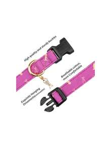 Collar de perro de algodón Hanade con patrones lindos y distintivos, pez morado con colgante para perros de niños y niñas, talla S - Morado - Ver 2