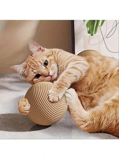 猫玩具剑麻球自娱自乐咀嚼玩具拨浪鼓球，猫用品