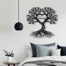 1 đồ trang trí tường bằng kim loại hình cây sự sống - Hình trái tim, Chủ đề tình yêu gia đình, Kết cấu sắt chắc chắn, Trang trí nhà tối giản hiện đại cho phòng khách, phòng ngủ, văn phòng - Tân gia/Đám cưới/Quà tặng - Lắp đặt treo dễ dàng, Quà tặng tân gia, Thiết kế thời trang, Tay nghề thủ công chất lượng cao, Hình bóng trang trí, Quà cưới - màu đen - Xem 9