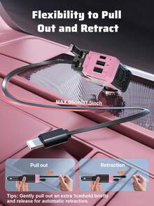 W&O Retractable Car Charger With Extendable Cable (31.5 Inches), 4-In-1 Super Fast Car Charger With Dual USB Ports, Compatible With 15/14/13/12/11 Pro Max, IPad, Pixel And More, Practical Gift, Christmas Gift - Multicolor - View 4