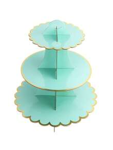 1PC 3-Tier Cupcake Stand Cardboard Round Cake Stand Dessert Tower& Food Display Stand With Gold Scalloped Edge For Birthday Party Favors Wedding Decor Back To School, Afternoon Tea, Wedding, Party