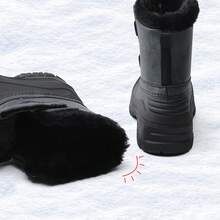 Botas de nieve de invierno para niños y niñas, impermeables y con forro de piel (para niños pequeños) - Negro - Ver 4