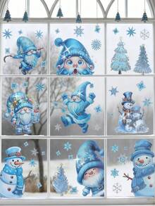 132 piezas Pegatinas navideñas de vinilo para ventanas, pegatinas de ventana con purpurina de gnomos y copos de nieve para vidrio, decoraciones navideñas para el hogar, fiestas navideñas, decoración de habitaciones, regalos navideños, decoración del hogar