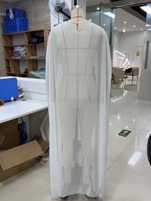 Chiffon Cape For Women Sheer Mesh Shawl Wraps Asymmetrical Flowy Capelets For Evening Dress Crop Cover Up Poncho - màu đen - Xem 4