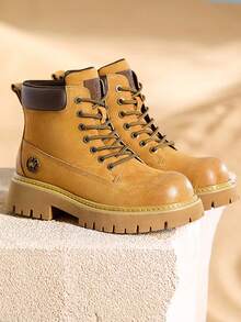 CAMEL CROWN 女士休闲运动鞋，秋冬季大黄靴，经典时尚靴子 - 土黃 - 查看 2
