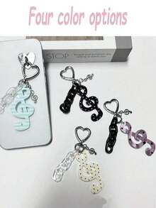 Retro Polka Dot gestreifter Musiknoten Acryl Schlüsselanhänger, kreative retro süße Party Deko Taschenbehang. Geeignet für Dekoration, Schultasche Anhänger, kann an Taschen und anderen Orten dekoriert werden, geeignet für Frauen, Studenten, Weihnachtsgeschenke Muss-haben