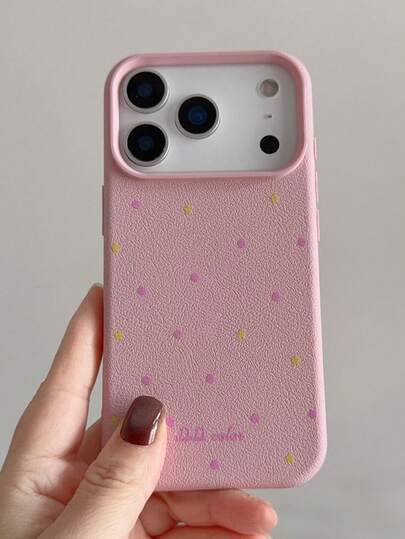 غطاء هاتف وردي بنقشة نقاط بسيطة، قطعة واحدة، غطاء واقي شخصي متوافق مع هواتف iPhone17/17air/17pro/17promax/iPhone16 Pro Max/iPhone15 Pro/iPhone14/iPhone13/12/11، هدية عيد ميلاد رائعة للأصدقاء والعائلة في فصل الربيع