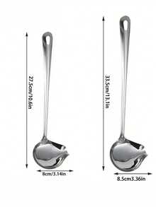 1/2pcs Stainless Steel Gravy Ladle, Slanted Mouth Ladle, Duck Bill Ladle, Sauce Drizzle Spoon, Restaurant Gravy Boat Ladle, Garlic Sauce Ladle, Soup Ladle