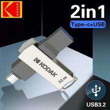 Ổ đĩa flash USB 3.2 Type-C Kodak 256GB 128GB 32GB, thẻ nhớ tốc độ cao đa năng, tương thích với điện thoại thông minh và máy tính xách tay. - Xám - Xem 7