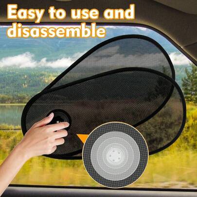 Pack Car Window Shades For Baby - Rotatable Sun Visor For Side Window, Fits Driver/Passenger/Rear Windows, Mesh Sun Blocker With Suction Cups