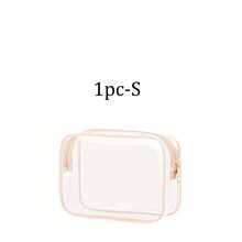 3件套防水透明化妆包，夏季度假旅行必备 - 轻便多功能拉链收纳包，适合收纳女士洗漱用品和配件，可用作旅行收纳包、化妆包、沙滩包、化妆包 - 粉色 - 查看 9