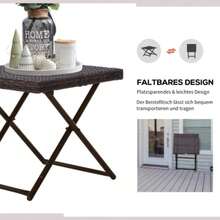 Outsunny Garden Table Side Table Flower Stand Foldable 40x40x40 Cm Polyrattan Metal Brown For Garden Furniture & Terrace