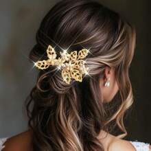 QY- Gold Bridal Hair Comb Crystal Flower Hair Pieces Rhinestone Wedding Hair Accessories For Women -6108 - 如圖 - 查看 5
