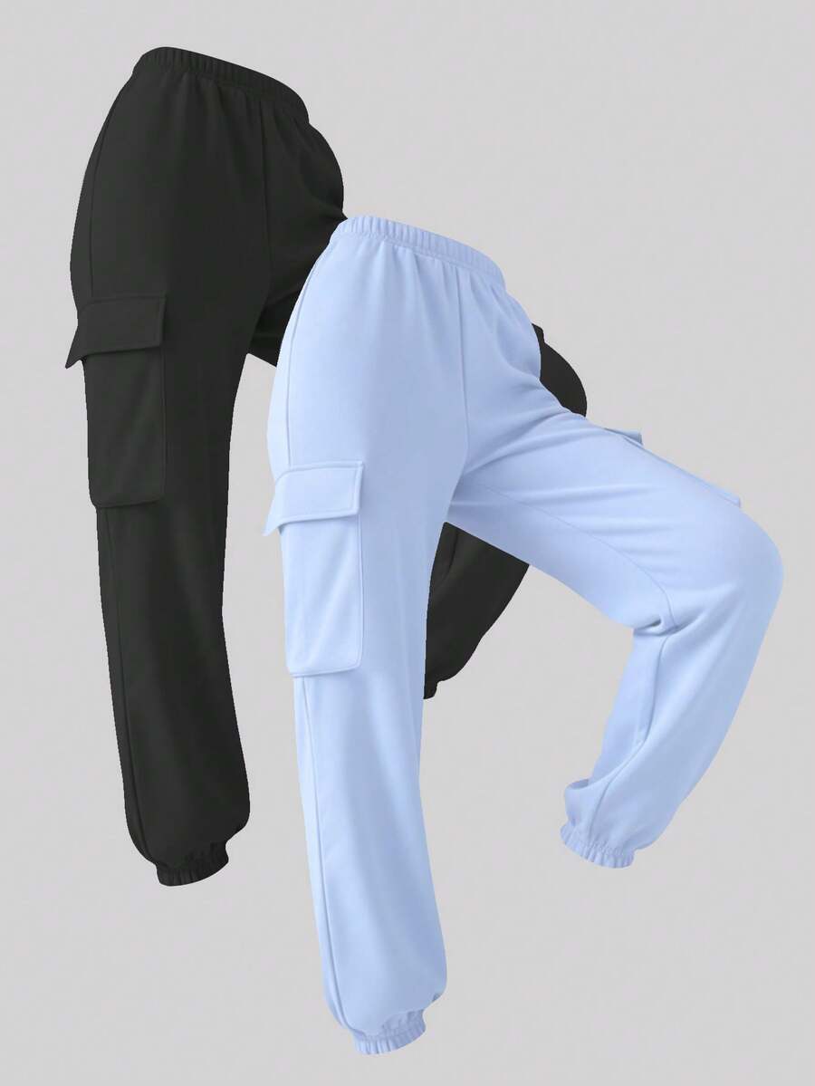 Purechapter 2 Peças Calça Esportiva Casual com Cintura Elástica para Meninas Pré-Adolescentes, com Bolsos Laterais, Forro Térmico, Adequada para Uso Casual Diário, Atividades ao Ar Livre, Presente Criativo