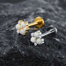 Giga 1PC ASTM F136 Titanium Flower CZ Opal Cartilage Earring 16G Threadless Helix Tragus Stud Nose Lip Flat Back Labret Piercing Women Jewelry Earring Studs Classic