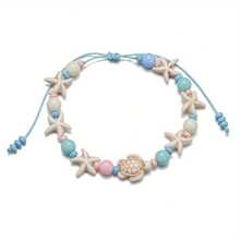 Ocean Style Candy Color Beaded Braided Turtle Starfish Beach Waterproof Wax Thread Anklet - XY-3473 - 查看 5