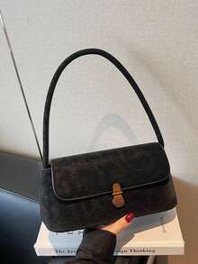 Women's Retro Soft PU Leather High-End One Shoulder Underarm Bag With Shell-Shaped Metal Decor, Fashionable Handbag, Small Square Saddle Bag Design, Suitable For Women's Daily Use, Parties, Gatherings, Travel