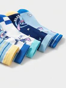 Disney 5 Pairs Stitch, Lilo & Cartoon Character Breathable Baby Socks, Suitable For Spring, Summer, Autumn, Winter, Suitable For School/Home Wear - Multicolor - View 7