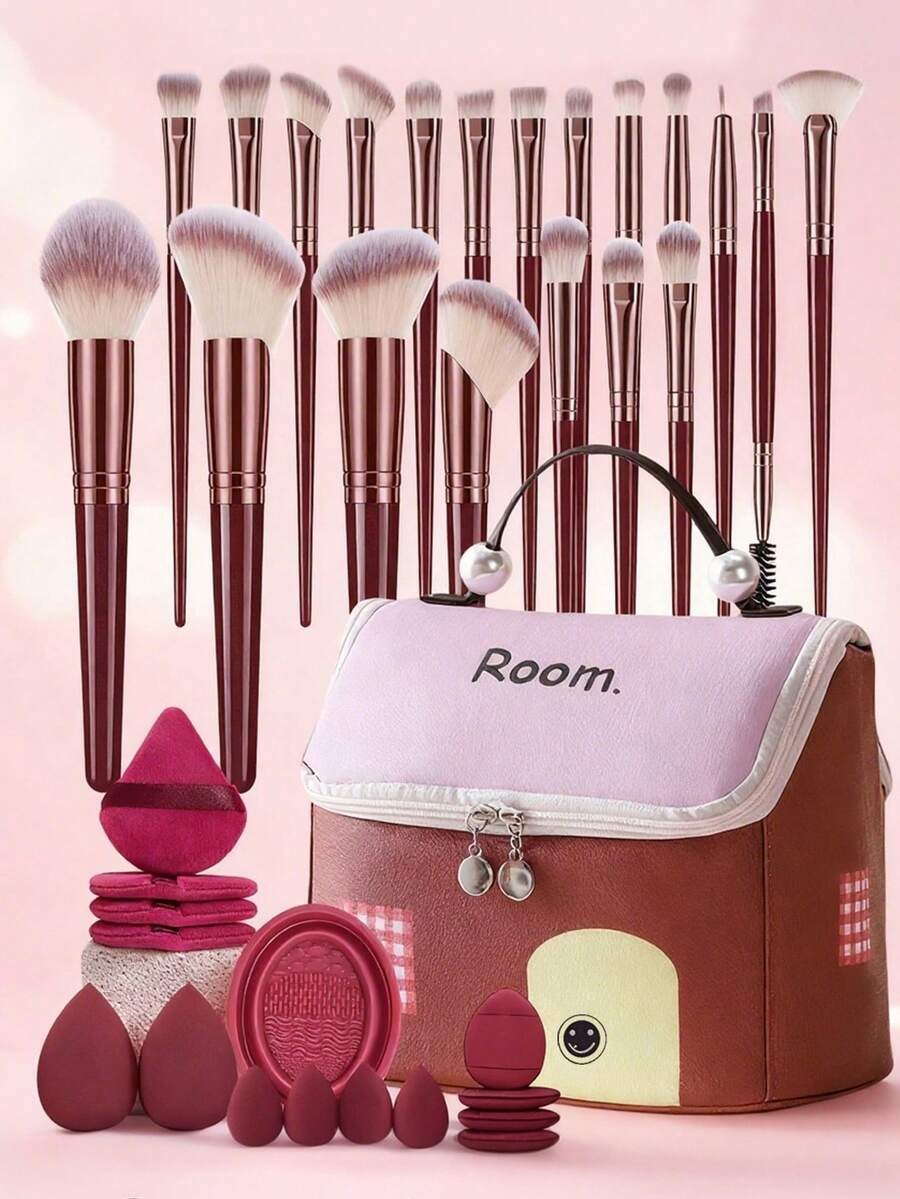 36/20/4/1pc Combination Set Of Makeup Brushes And Makeup Bag Makeup Sponges,Makeup Remover Puff & Eyeshadow Brush & Eyebrow Brush & Foundation Brush & Powder Makeup Brush & Blush Brush & Concealer Brush & Highlighter Brush Ultra-Soft Premium Synthetic Hair For Daily Makeup On Face,Brush Set,Makeup Brush Kit,Make Up Brush Set,Make Up Set Complete,Makeup Brush Set,Complete Makeup Kit,Brush Kit,Brushes Makeup Set,Makeup Gift Set - Multicolor - View 1