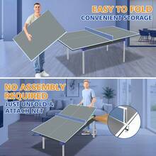6*3ft Black Mid-Size Ping Pong Conversion Top Foldable & Portable Table Tennis Table Top For Indoor Games - Grey + MDF - View 4