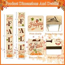 Happy Fall Sign Autumn Front Door Hanging Decor Welcome Sign Wooden Vertical Indoor Outdoor Standing Sign For Garden Home Yard Farmhouse Porch 47.2 X 7.8 Inch