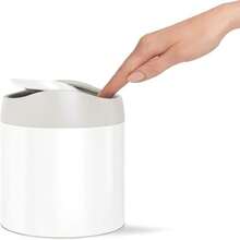 Simplehuman Mini Countertop Trash Can, 1.5 Liter / 0.4 Gallon, White Steel - White - View 2
