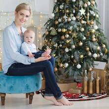 Tree Skirt 36 Inches, Red Truck Xmas Tree Skirt With Red Buffalo Plaid, Winter Tree Decorations Home Party Holiday Indoor Outdoor